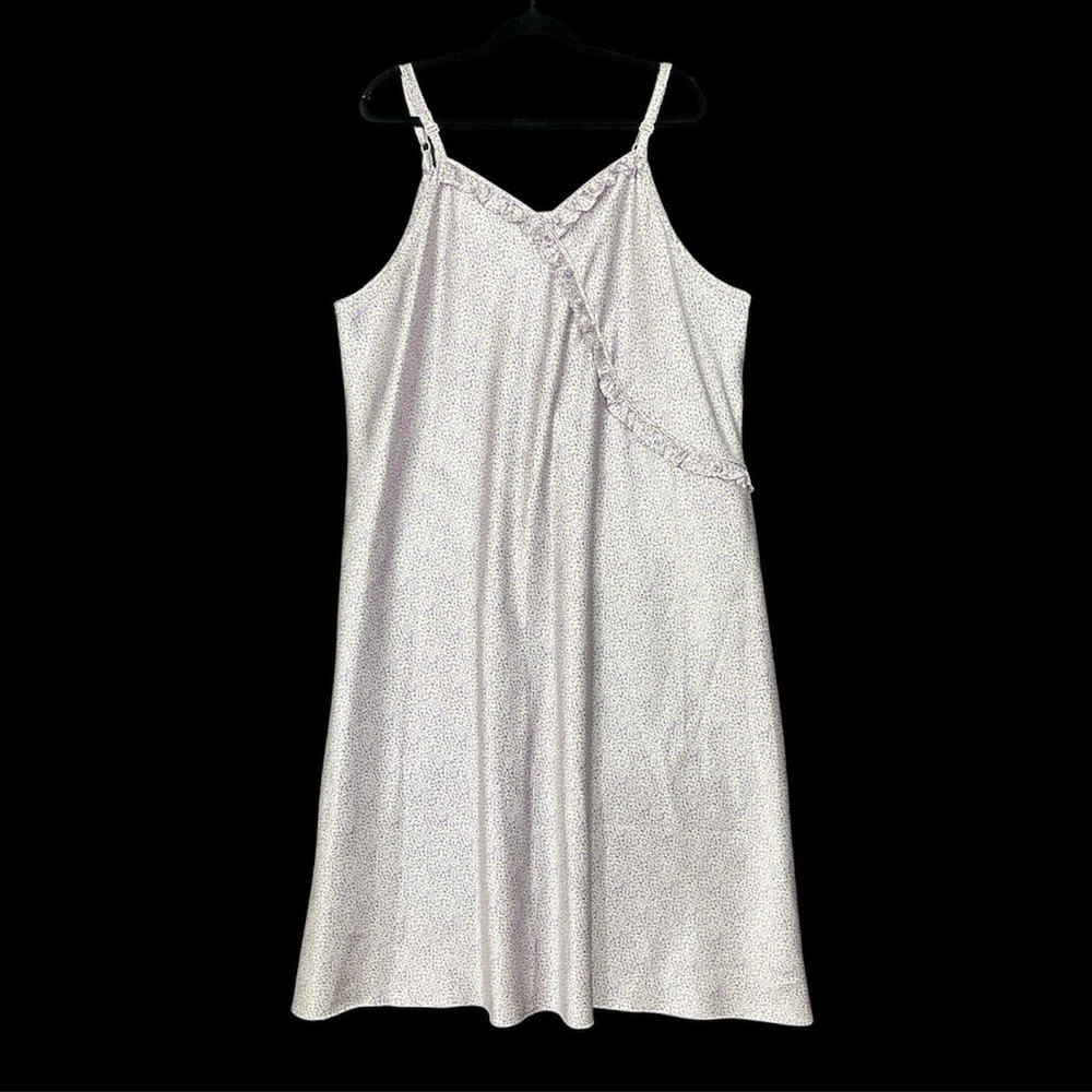 Jaclyn Smith Nightgown 3X Satin Feel Ruffle Plus Size Chemise Lounge
